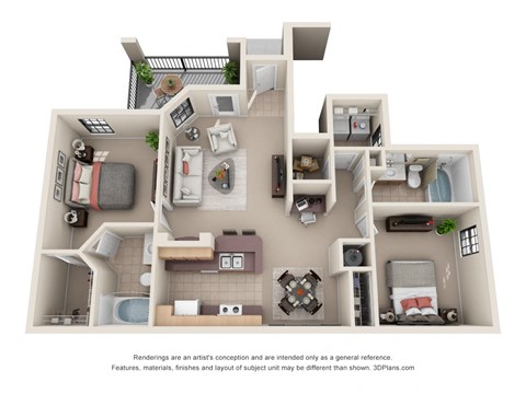 a bedroom floor plan is shown in this rendering